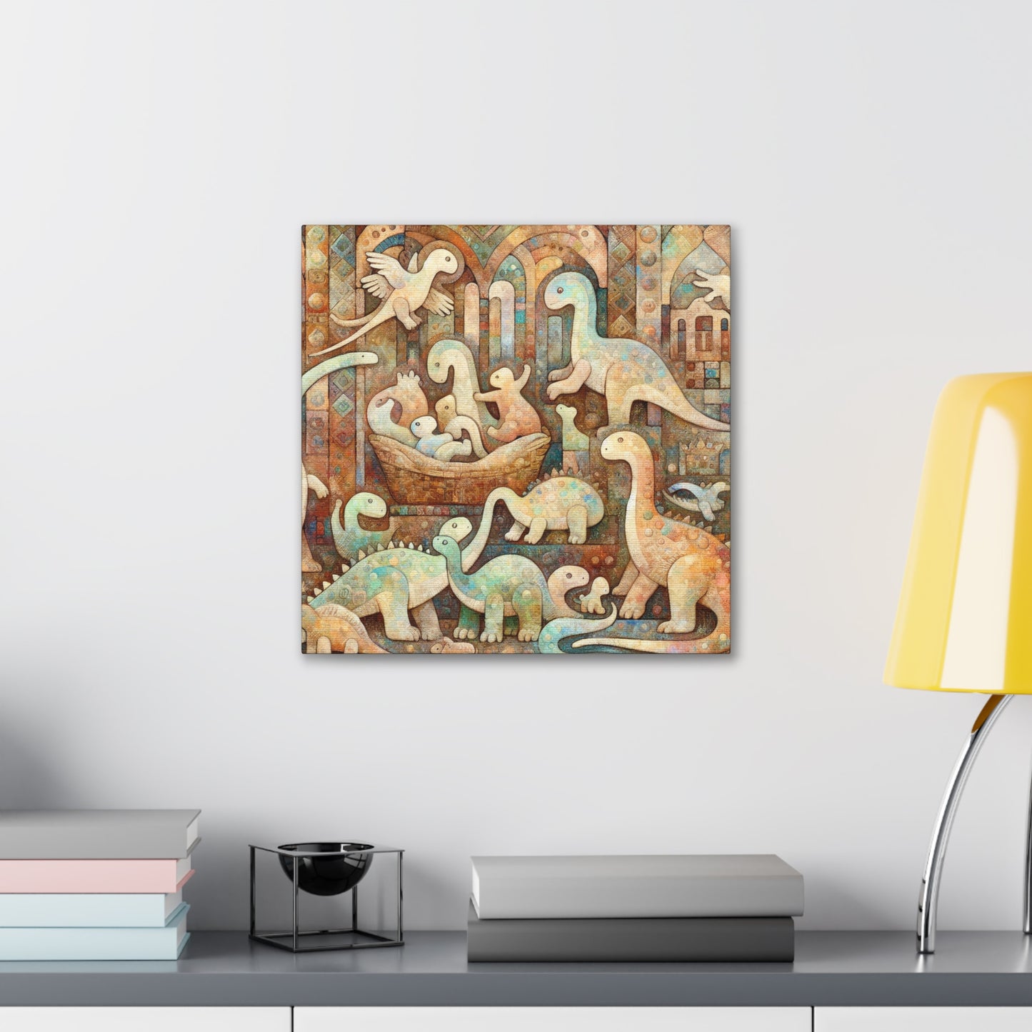 Whimsical Prehistoric Serenity - Canvas