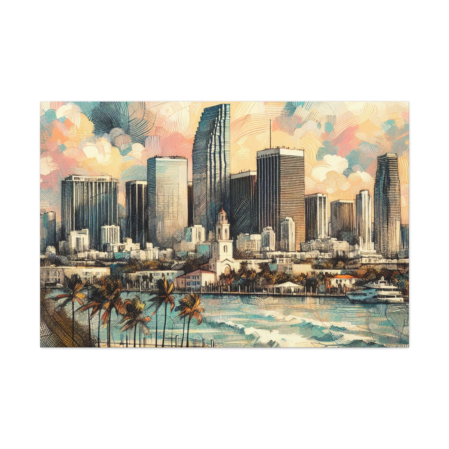 Sunset Serenade in Miami - Canvas