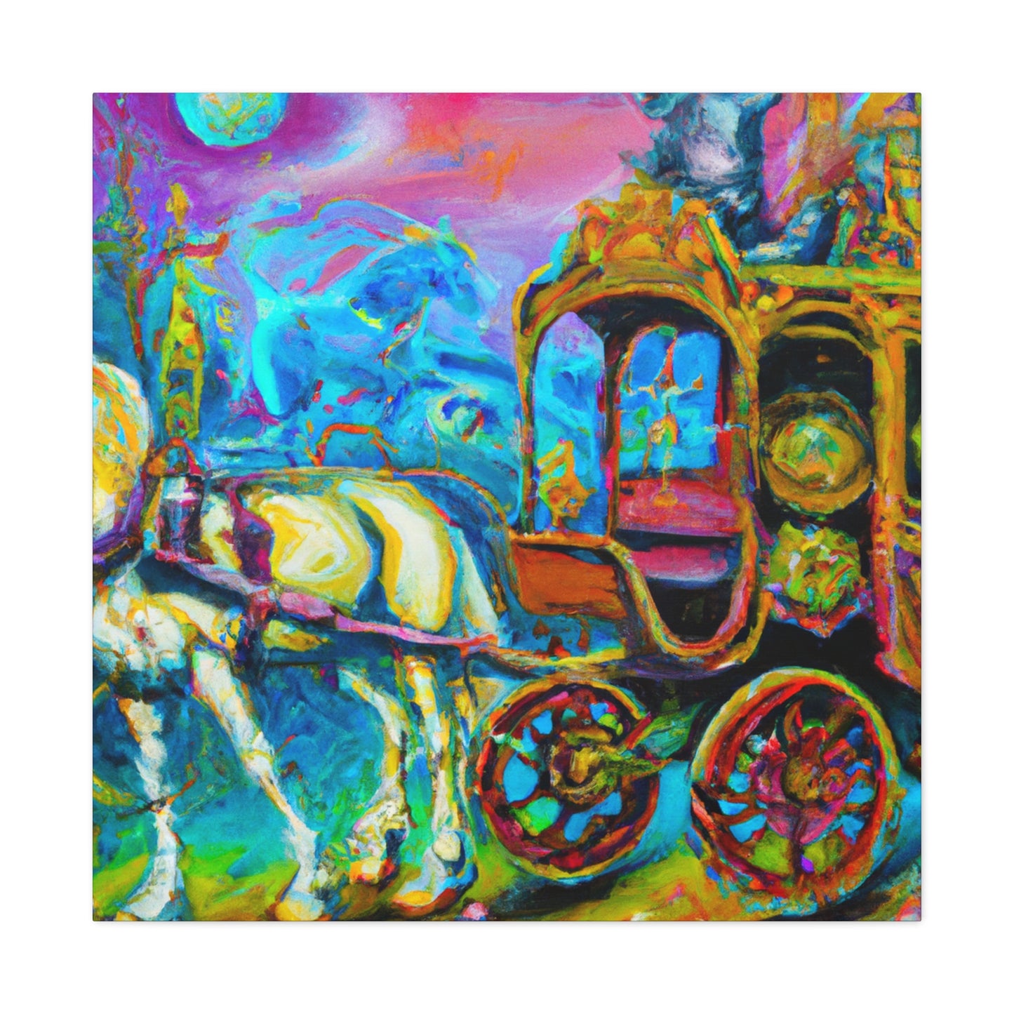 "Carriage With Reining Horse" - Canvas