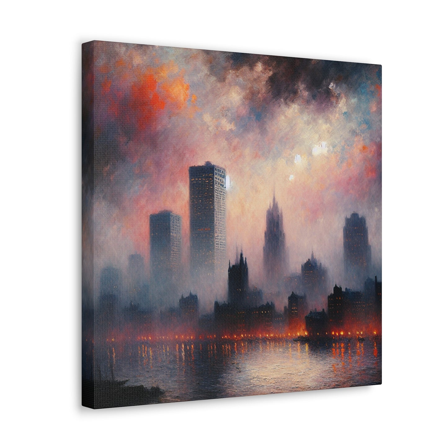 "Whispering Rivers, Vibrant City" - Canvas