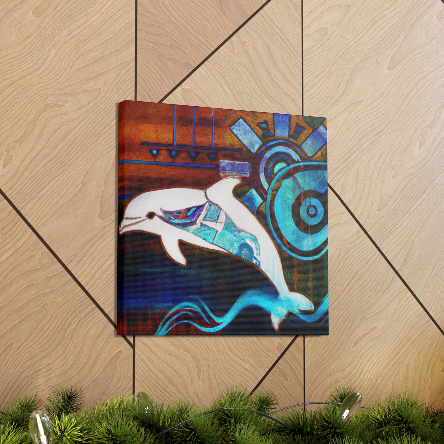 "Dolphins in Wild Waves" - Canvas