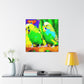 Budgies in Bloom. - Canvas