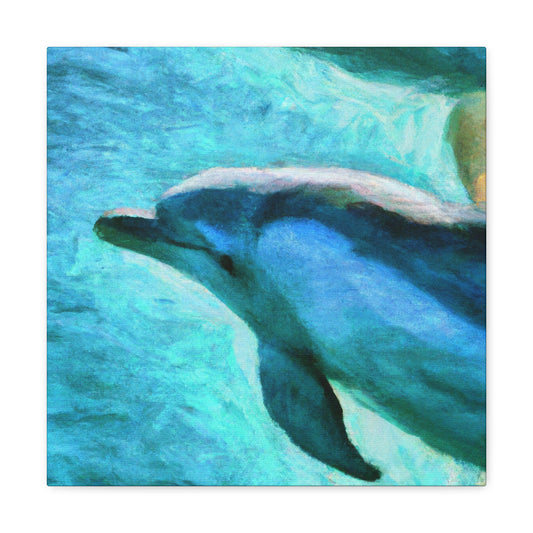 Dolphins in Turquoise. - Canvas