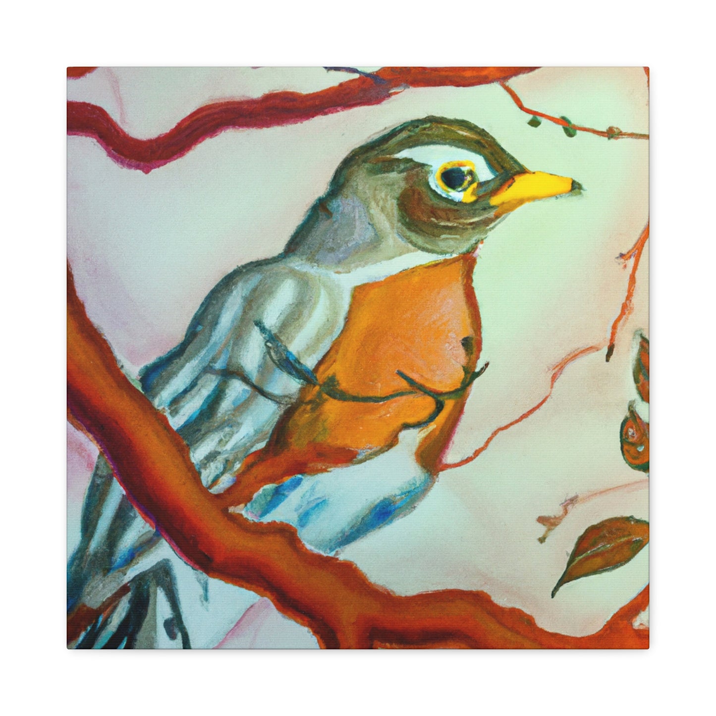 American Robin in Bloom - Canvas