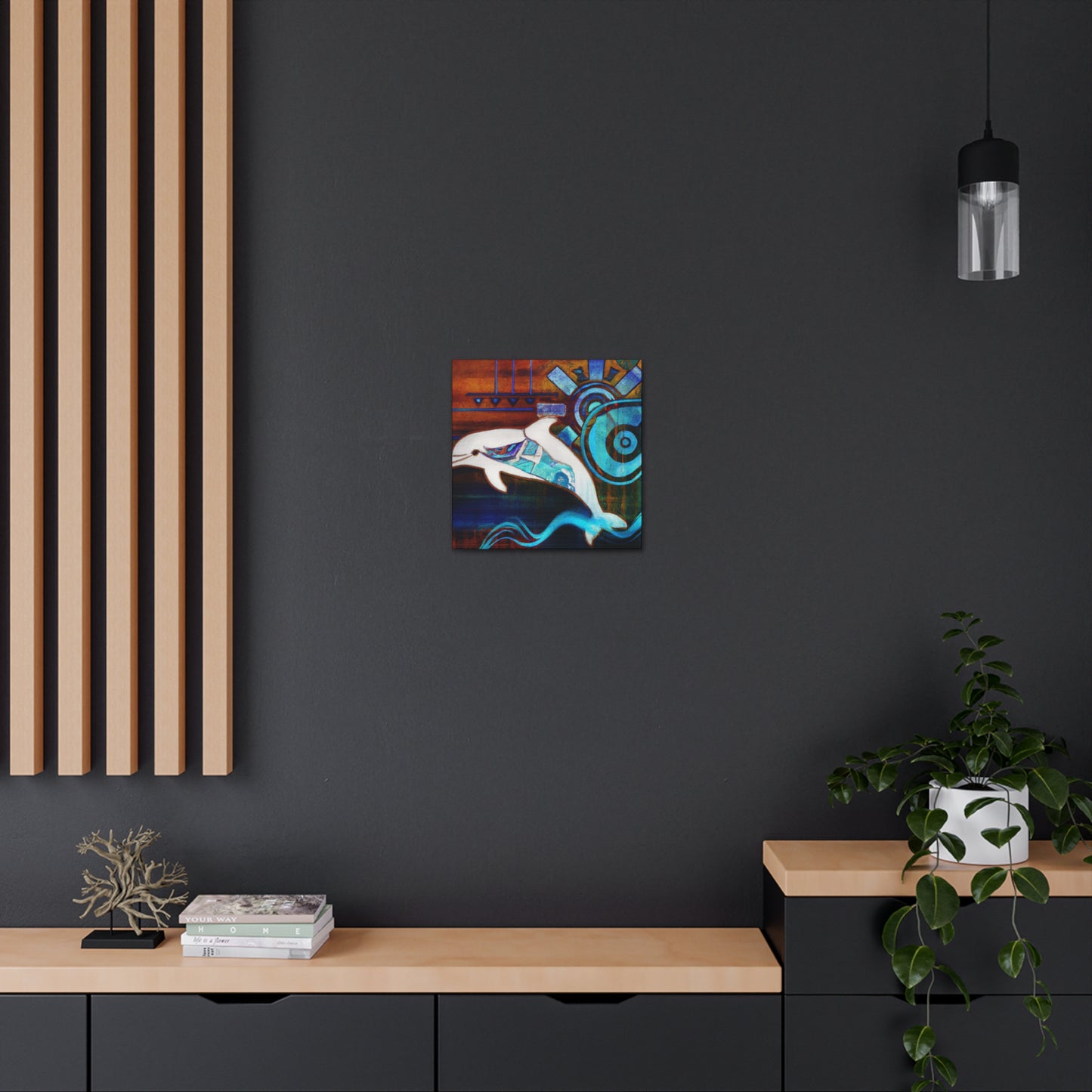 "Dolphins in Wild Waves" - Canvas