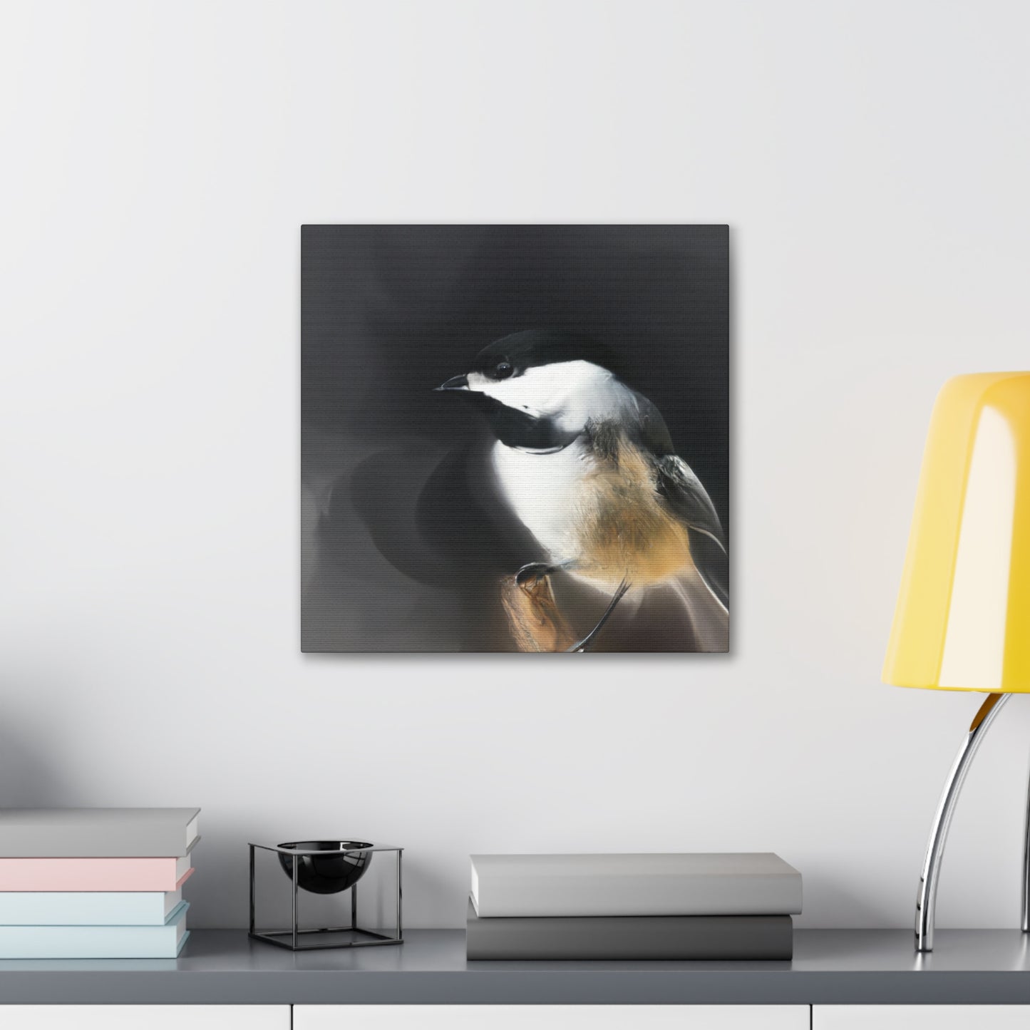 "Chickadee in the Spring". - Canvas