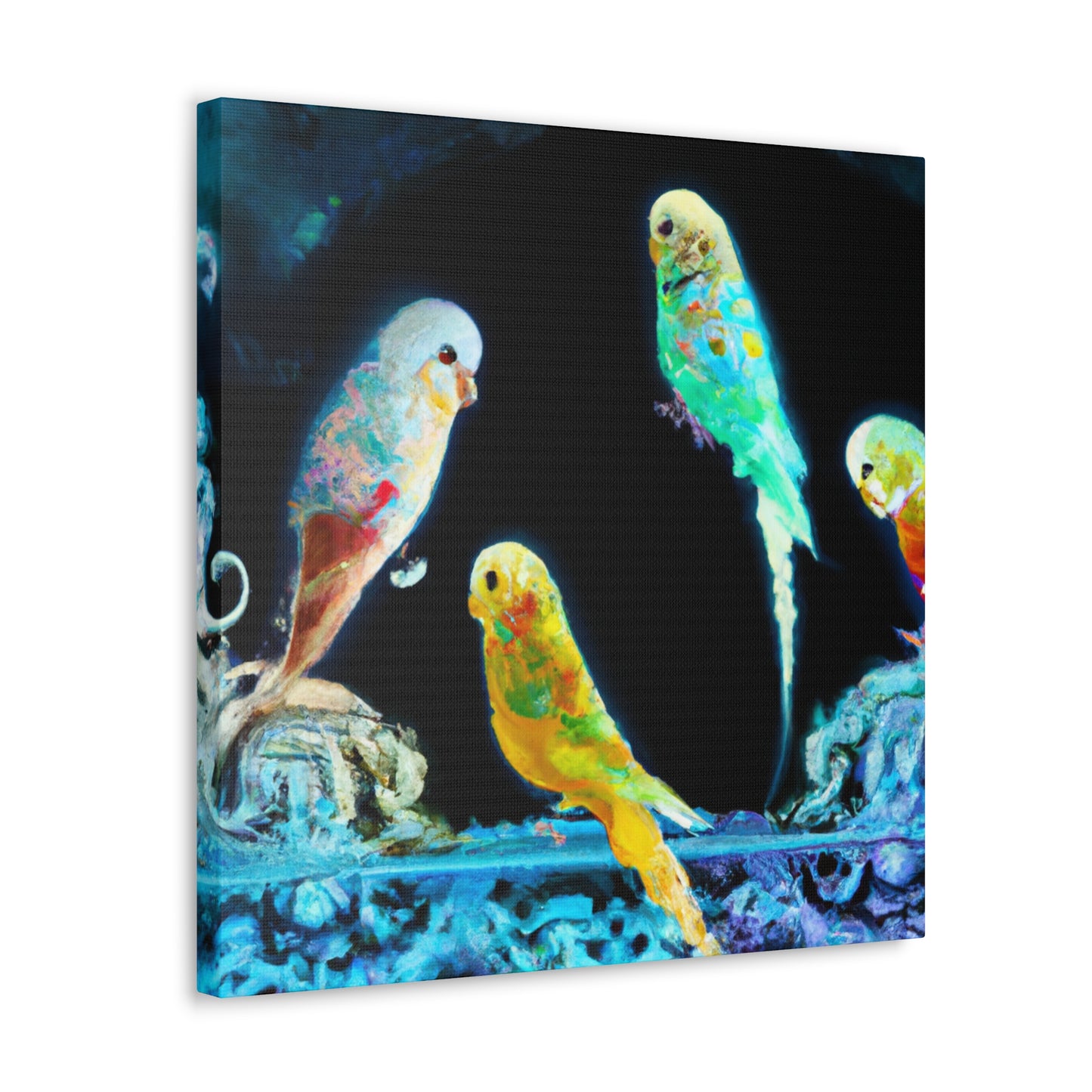 Budgerigars in Bloom - Canvas