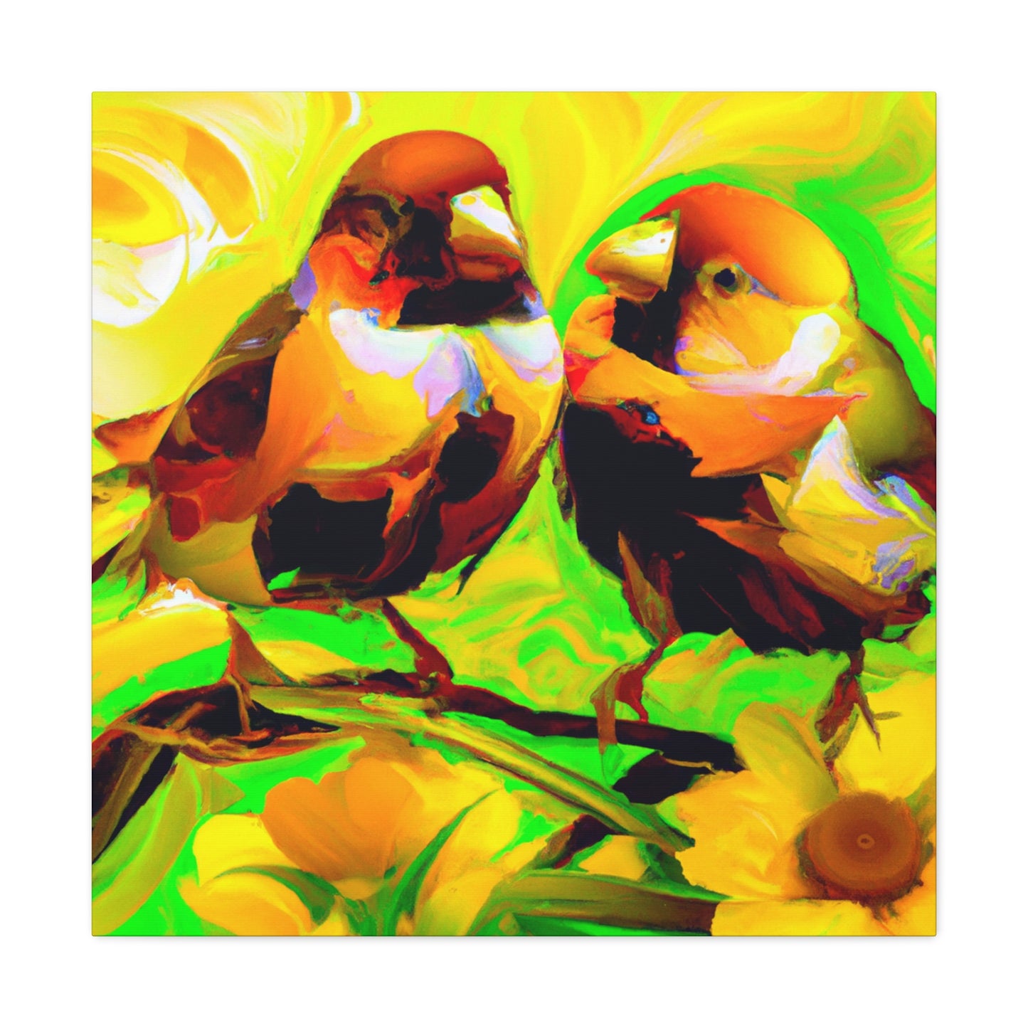 Lovebirds in Bloom - Canvas