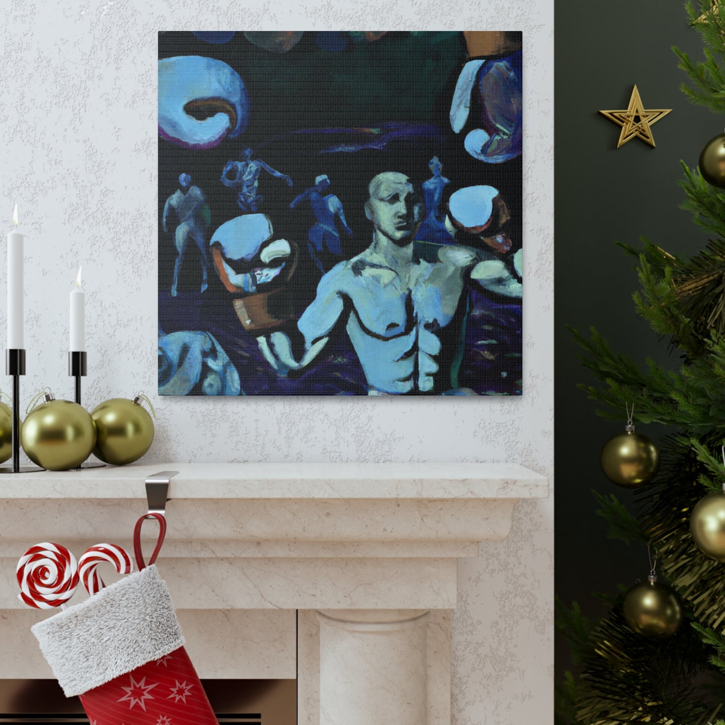 Boxers in Starlight. - Canvas