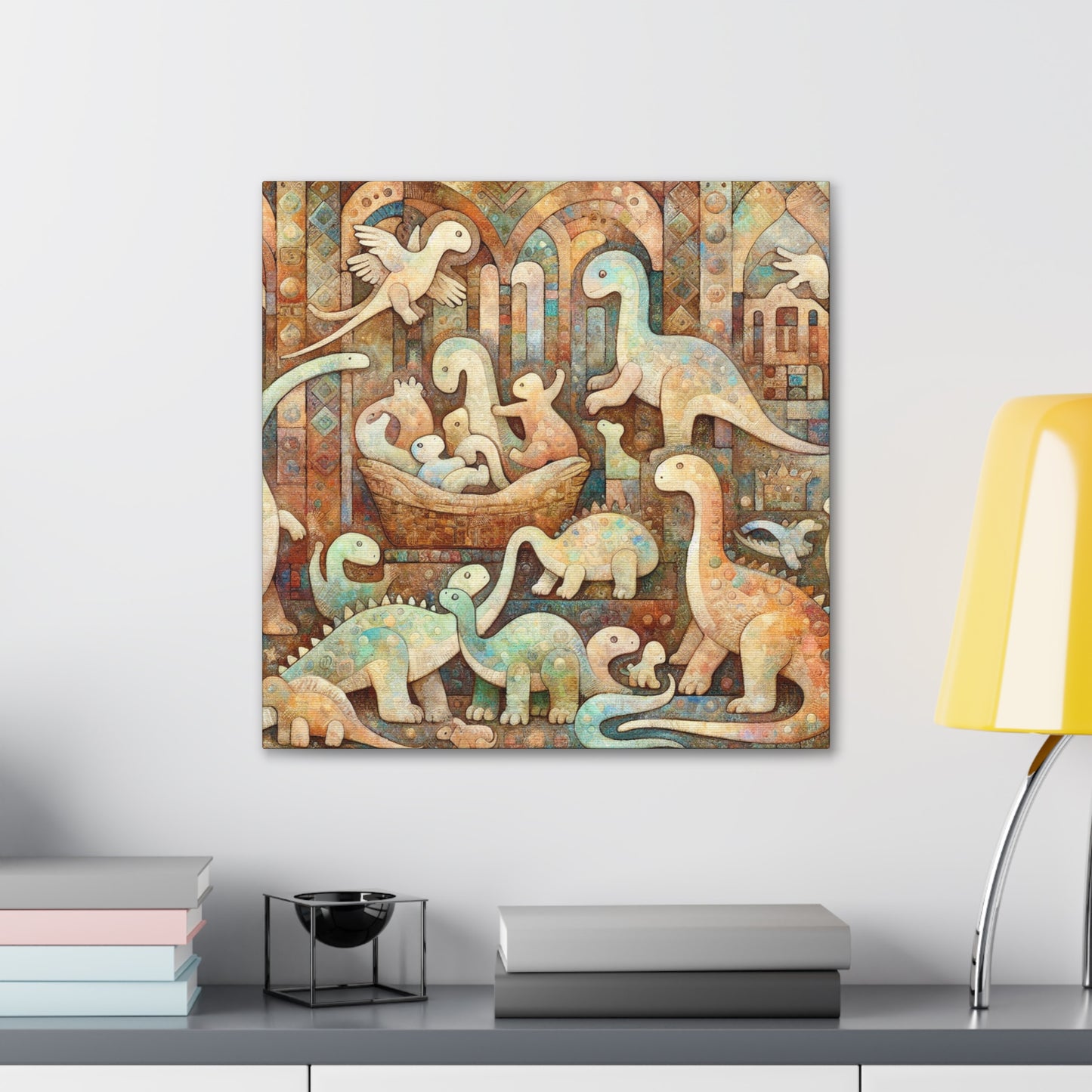 Whimsical Prehistoric Serenity - Canvas