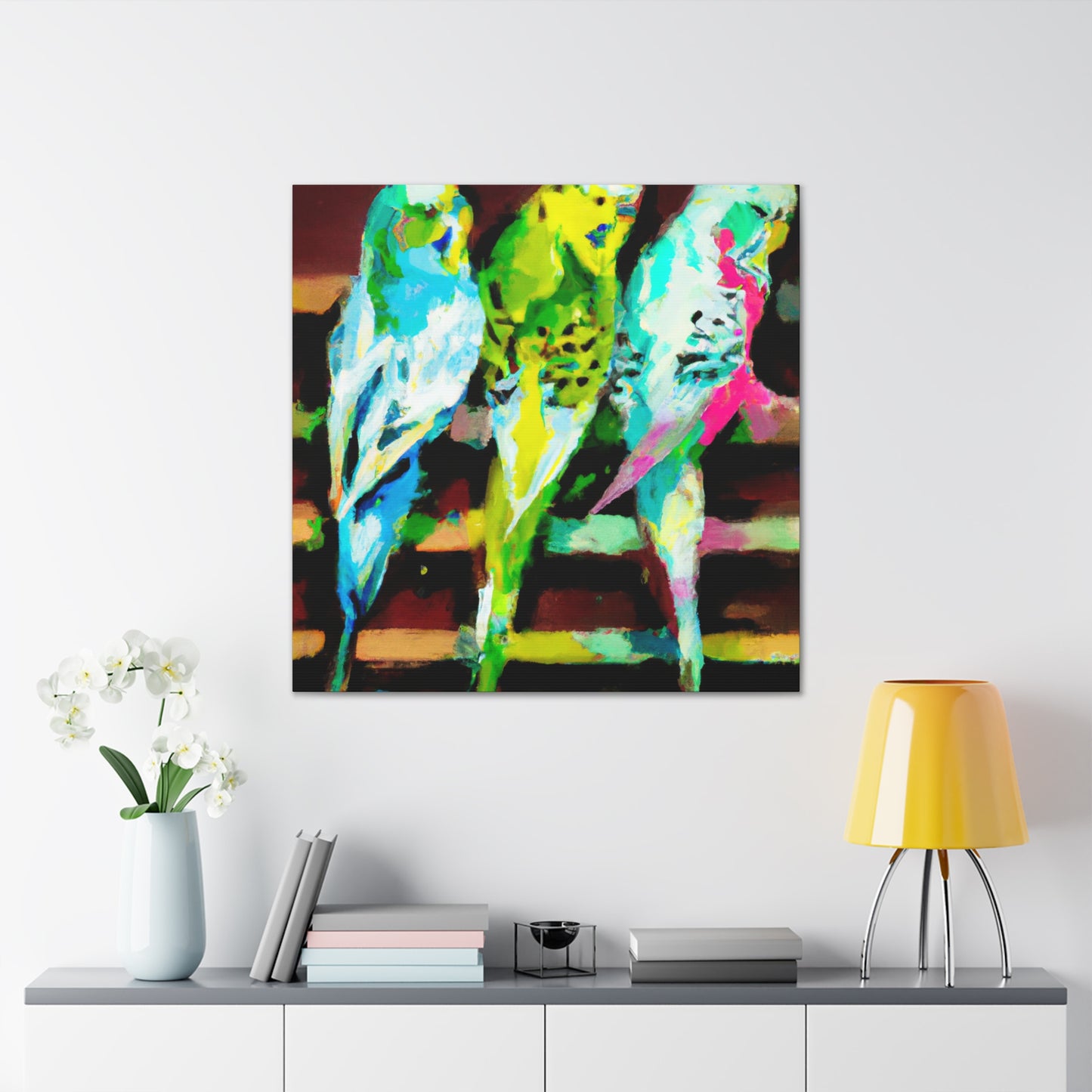 Budgies in Art Deco - Canvas