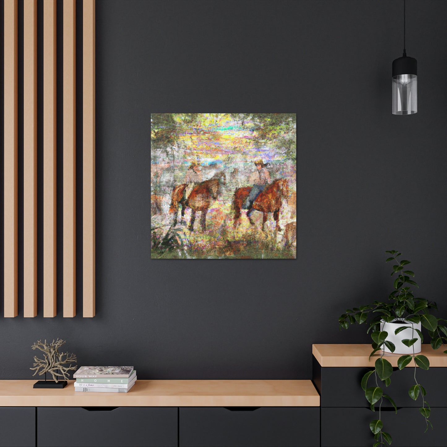 "Fog and Frolicing Horses" - Canvas