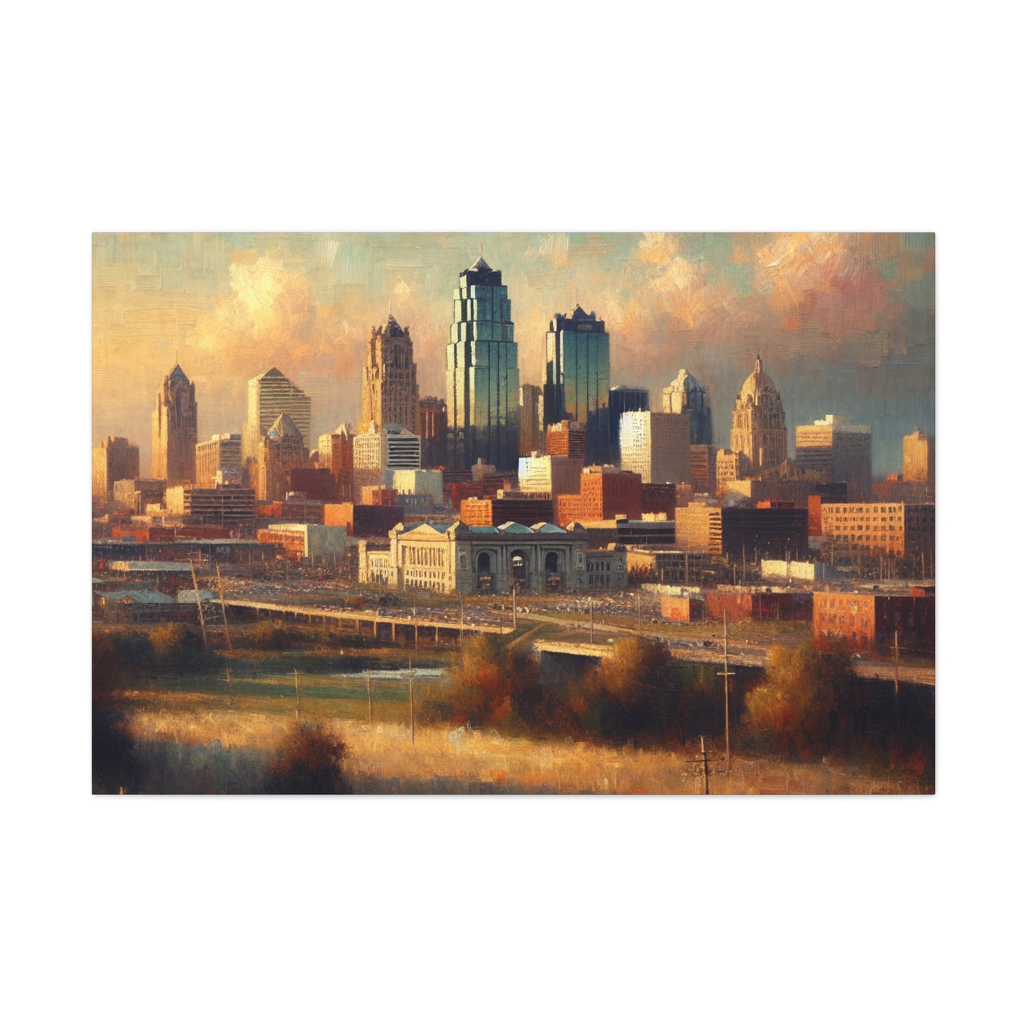 "Cityscape Symphony: Kansas Dreams" - Canvas