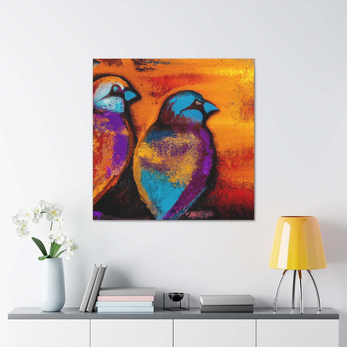 "Lovebirds Bridges Heavens" - Canvas