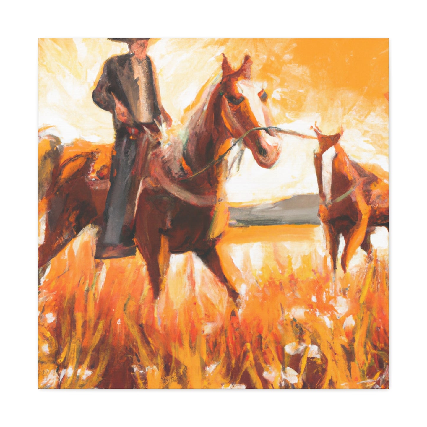 Wild Horses Grazing - Canvas