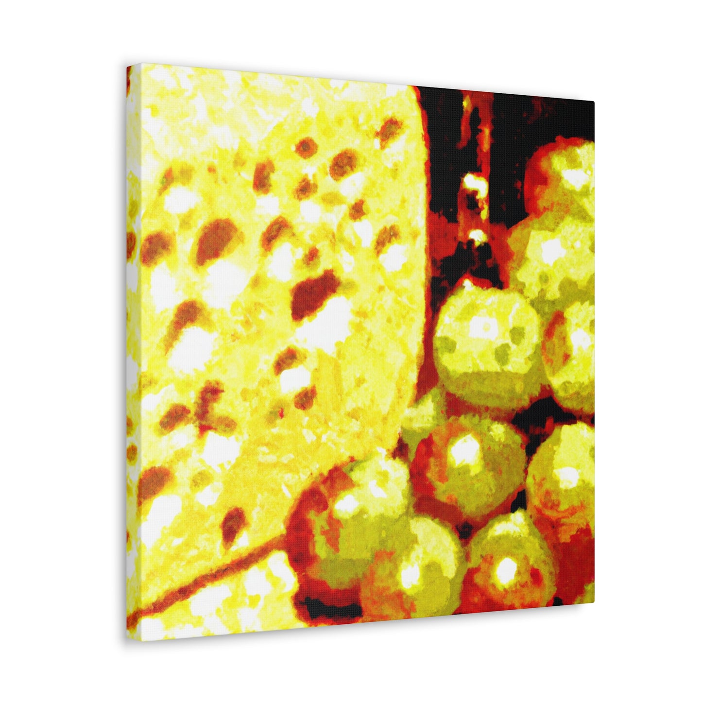 Cheese and Grapes Pointillism - Canvas