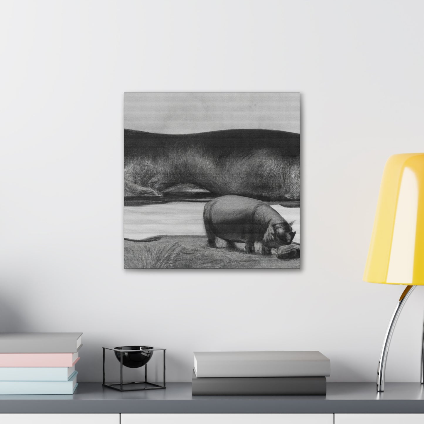 Hippo in the River - Canvas