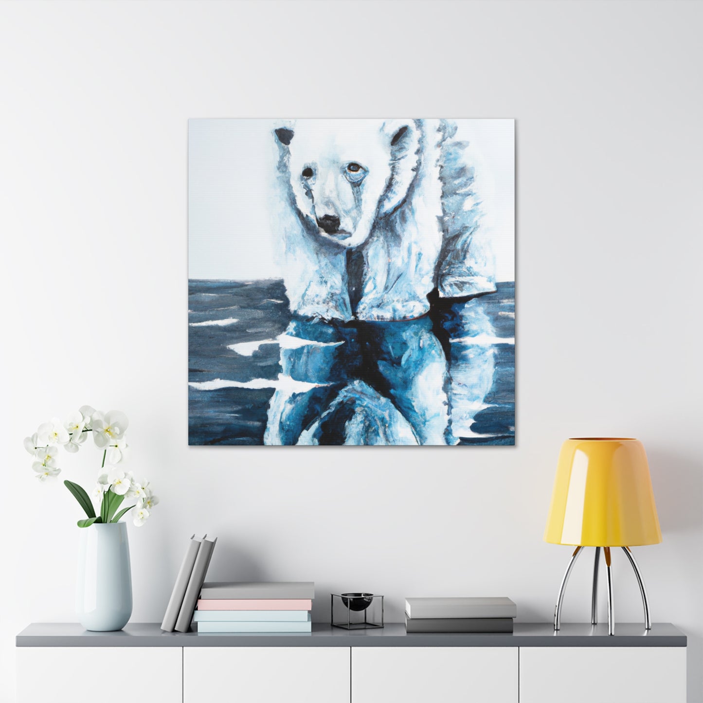 "Polar Bear in Snow" - Canvas