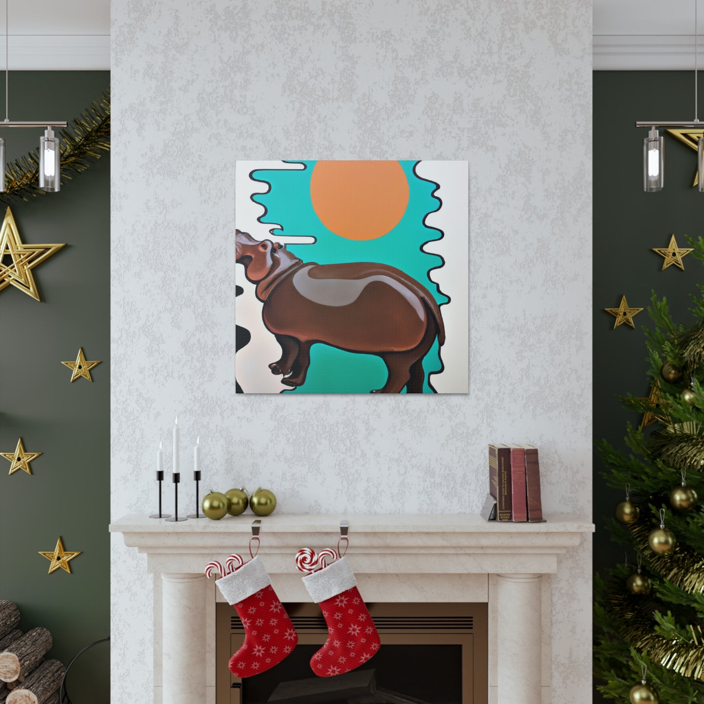 Swimming Hippo Dreams - Canvas