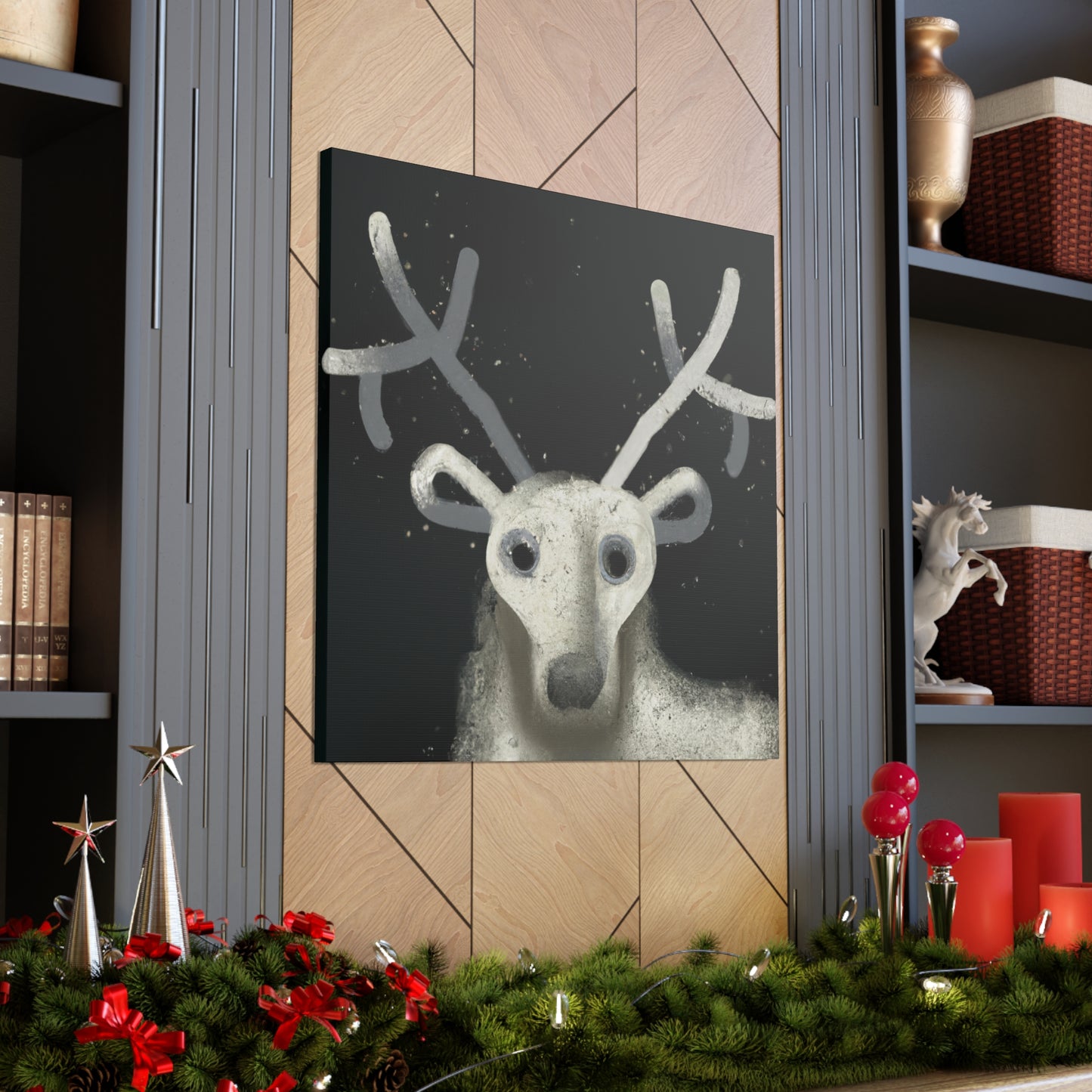 Reindeer in Blizzard - Canvas