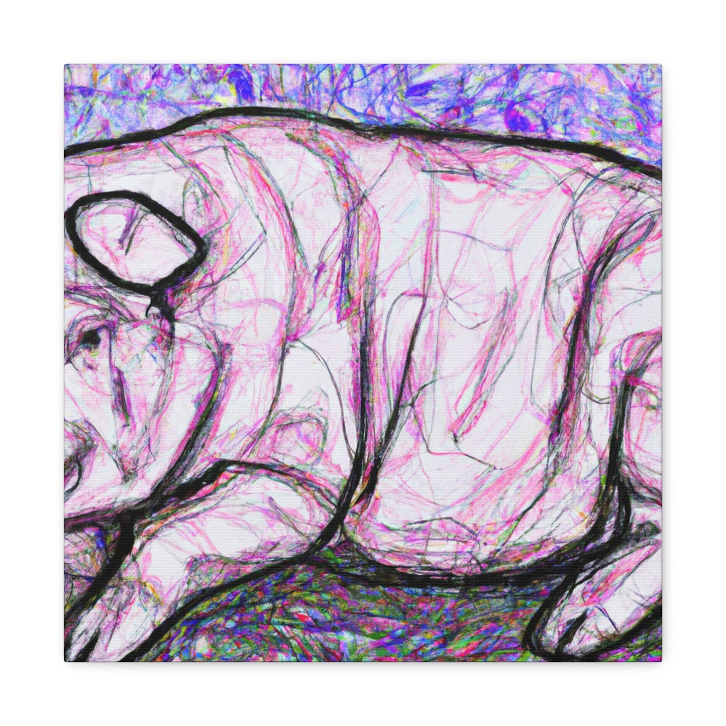 Pig in the Meadow - Canvas