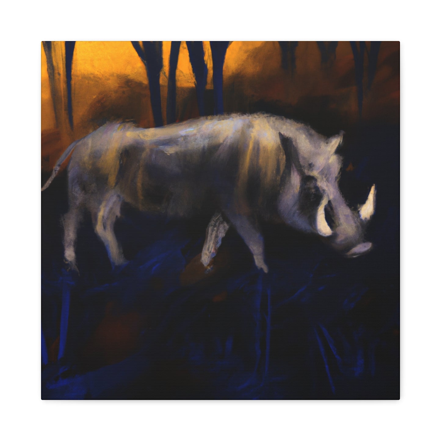 "Warthog in Moonlight" - Canvas