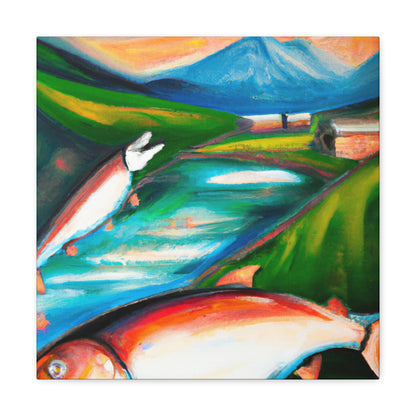 Salmon Swimming Serenely - Canvas