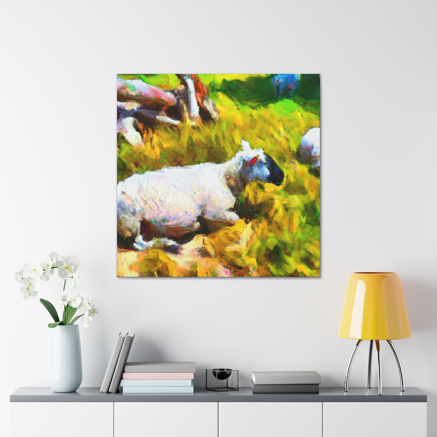 Sheep in Moonlight Glow - Canvas