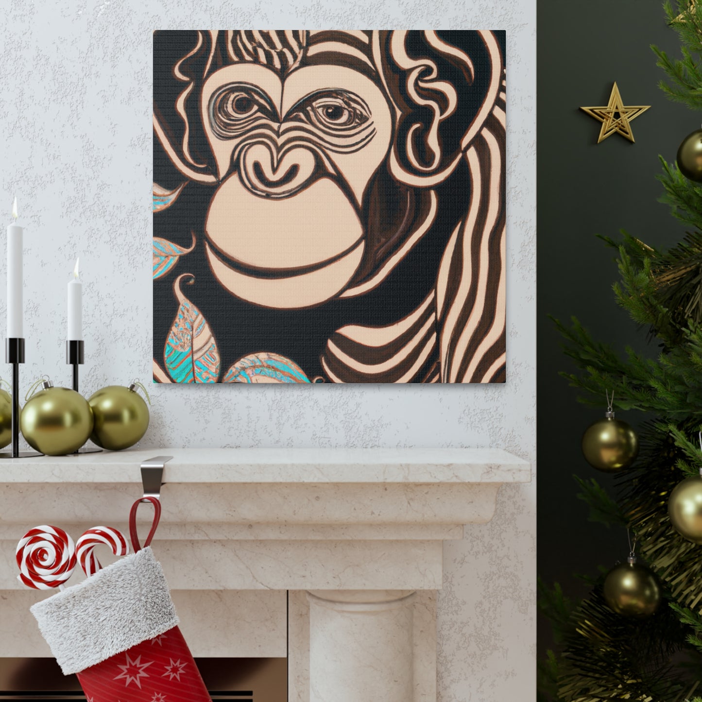 "Chimp Wisdom in Deco". - Canvas