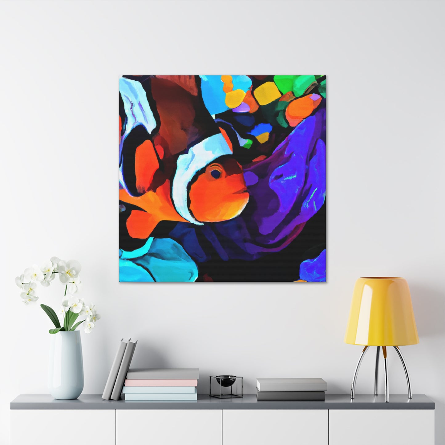 "Clownfish Swimming Gaily" - Canvas