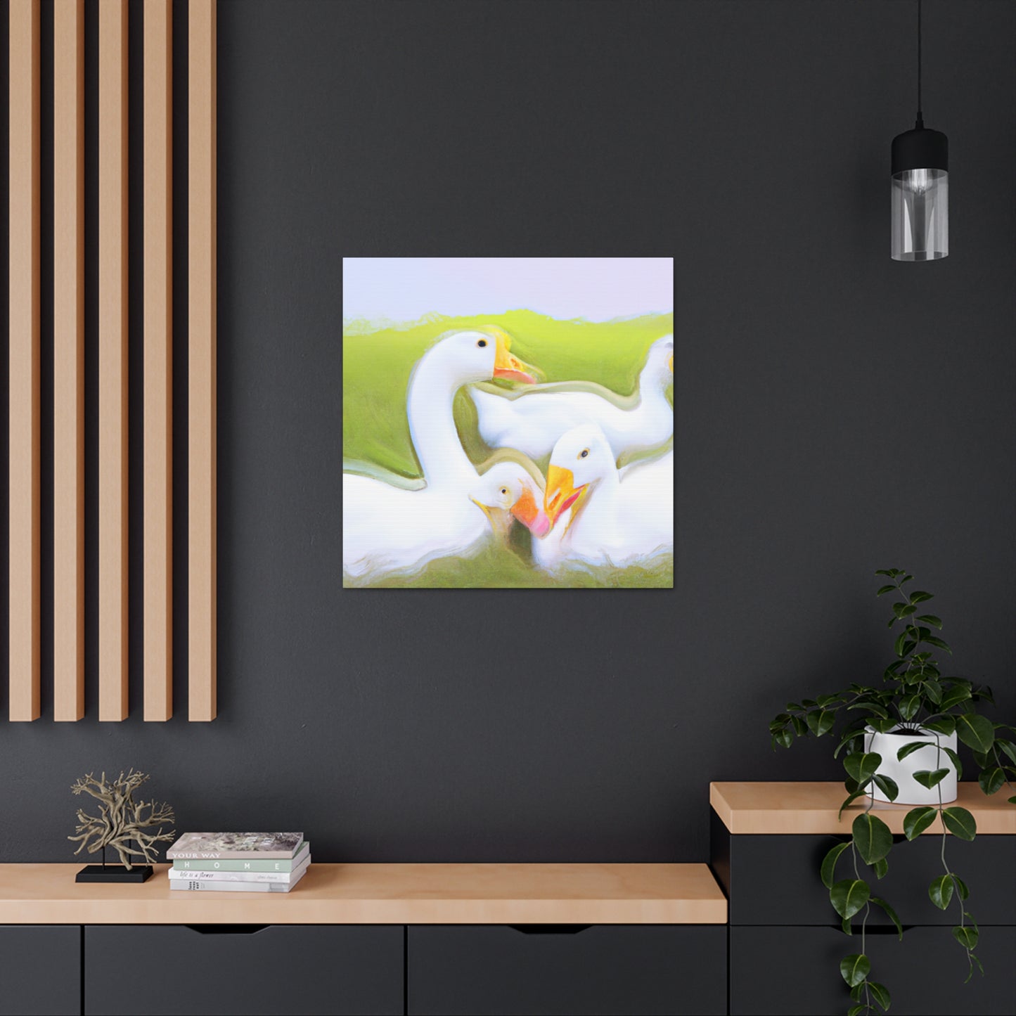 "Gaggle of Geese Flying" - Canvas