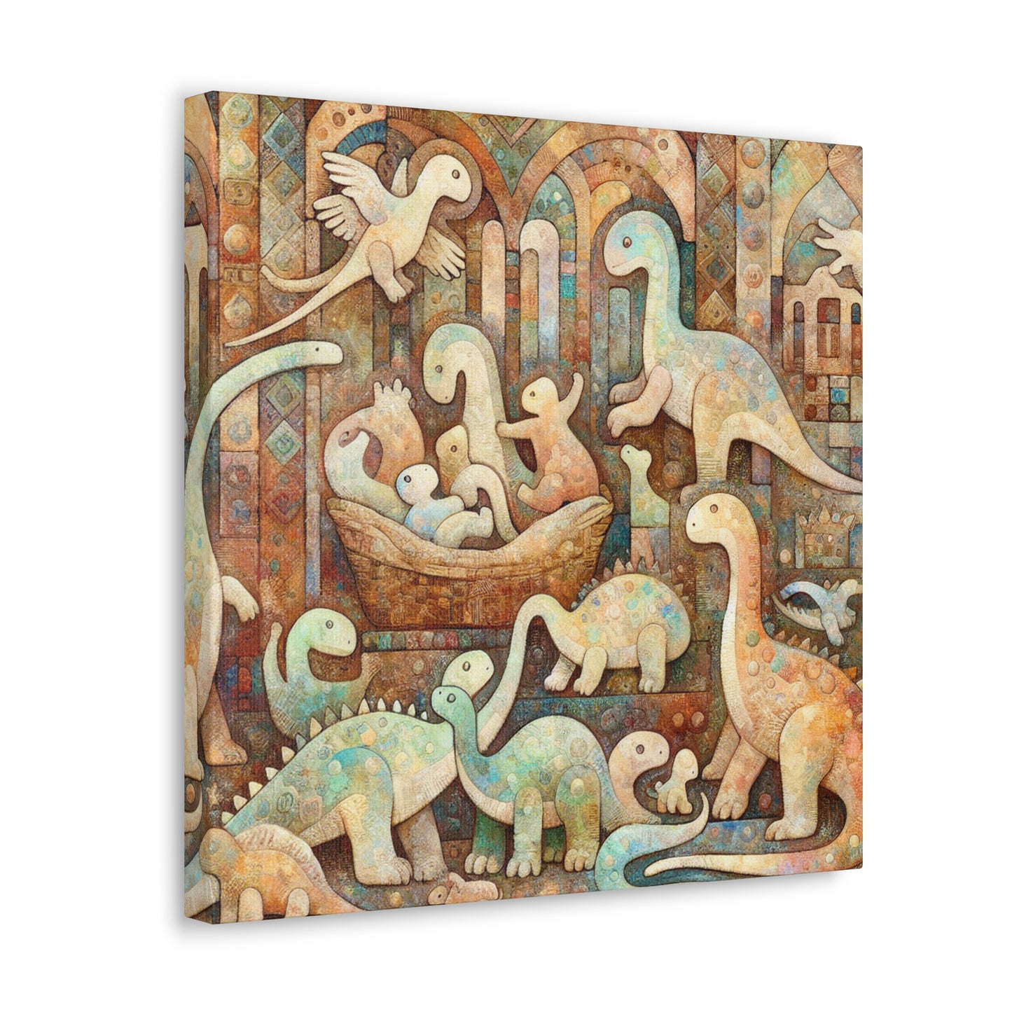 Whimsical Prehistoric Serenity - Canvas