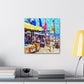 "Beach Shops Impressionism" - Canvas