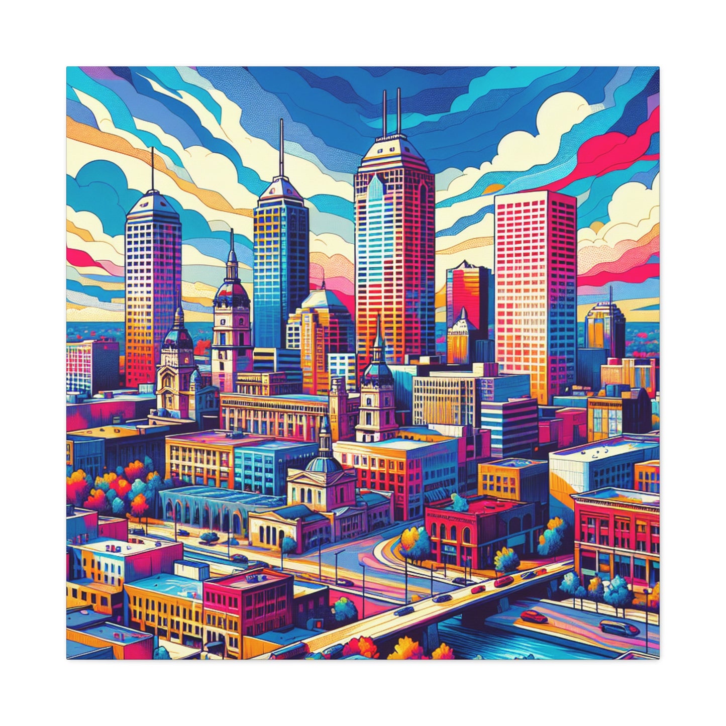 "Indy's Flourishing Urban Canvas" - Canvas