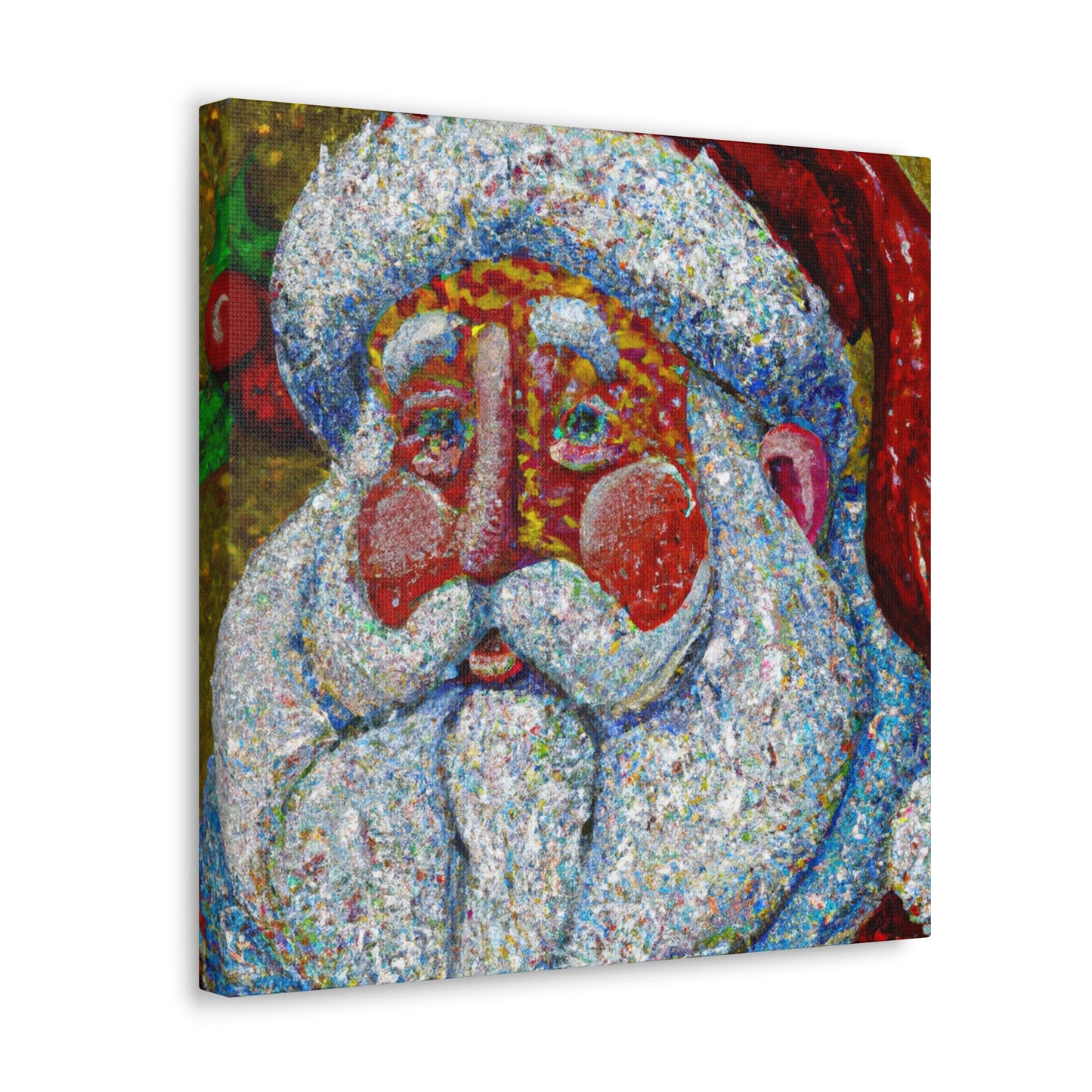 Santa's Pointillism Joy - Canvas