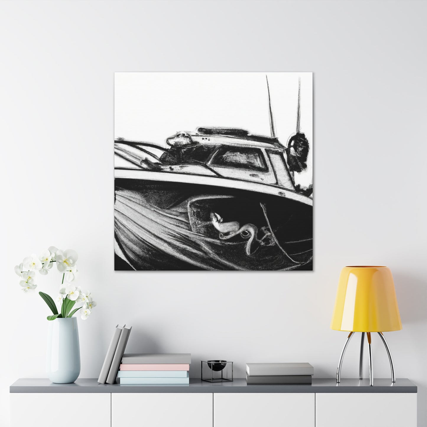 Fishing by Moonlight Boat - Canvas