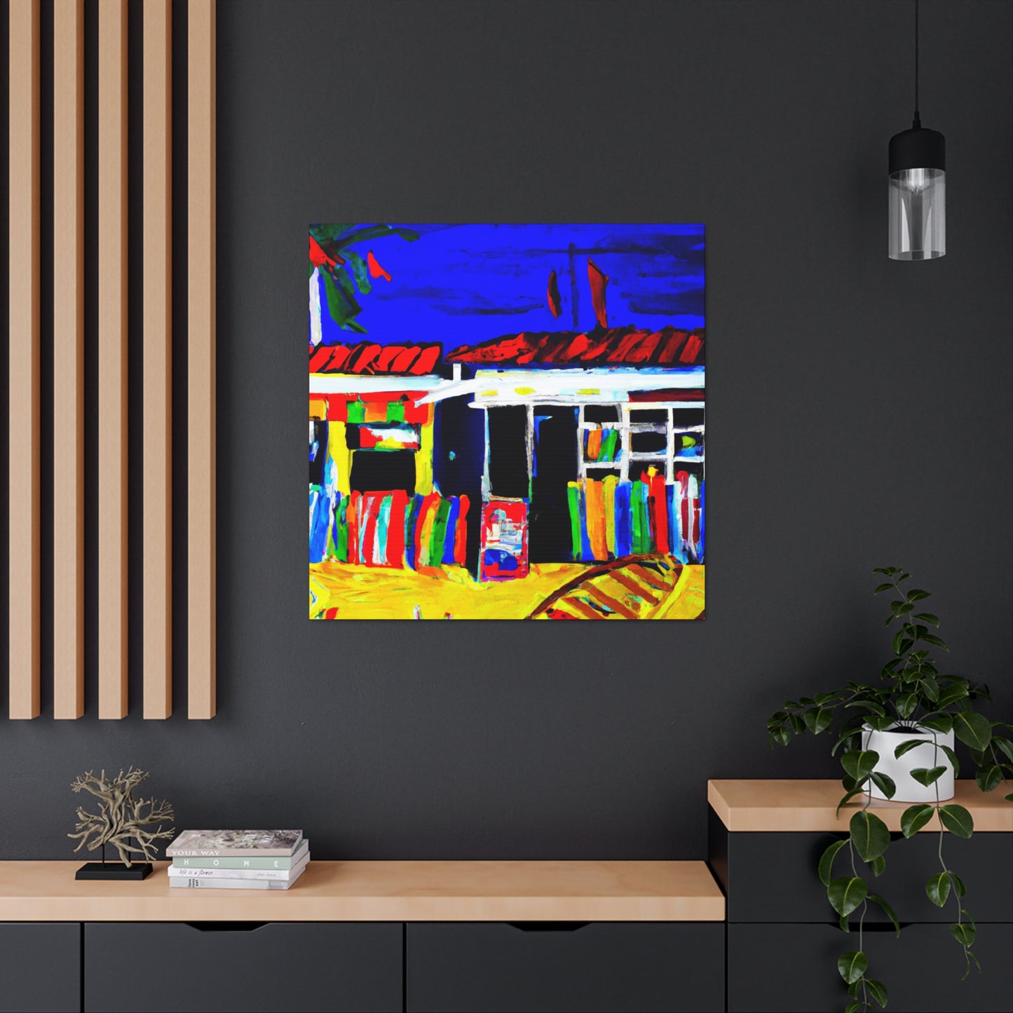 "Beach Shops Expressionism" - Canvas