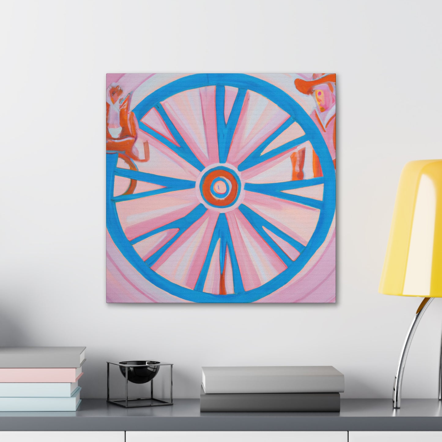 The 1920s were an era of great artistic innovation, and the style today is known as Art Deco. Wagon wheel designs were a popular motif during this period and could be seen in everything from furniture to light fixtures. A vintage wagon - Canvas