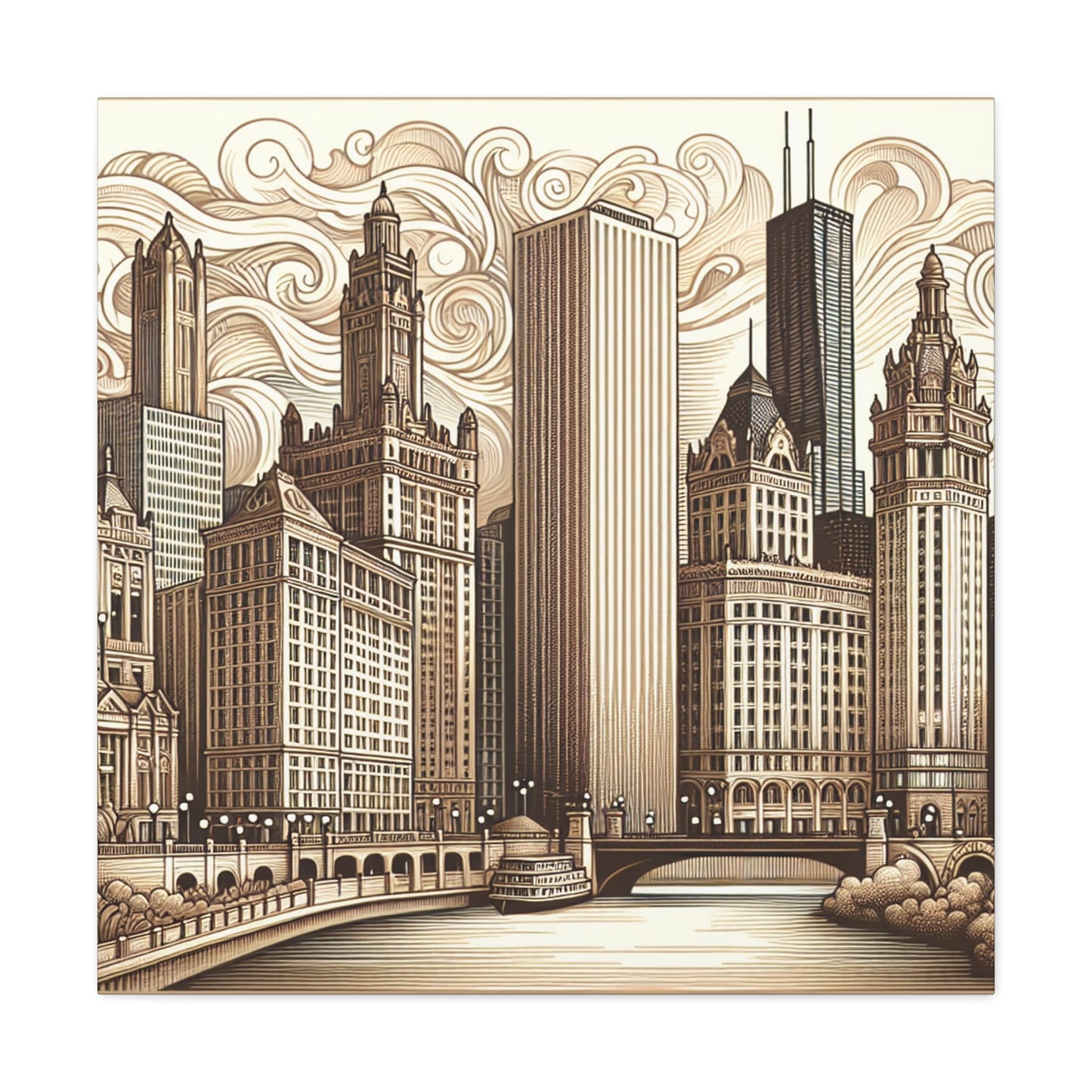 "Cityscape Symphony: Renaissance Chicago" - Canvas