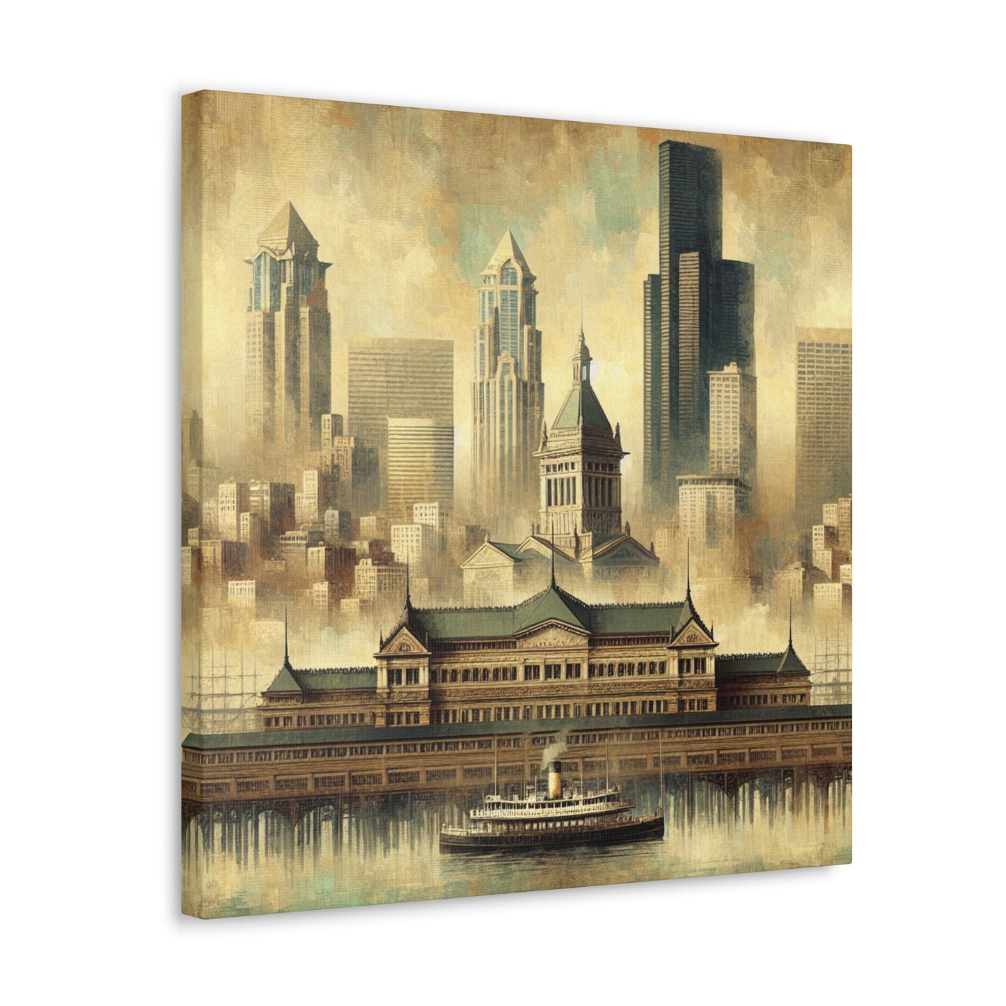 "Seattle's Clockwork Skyline" - Canvas