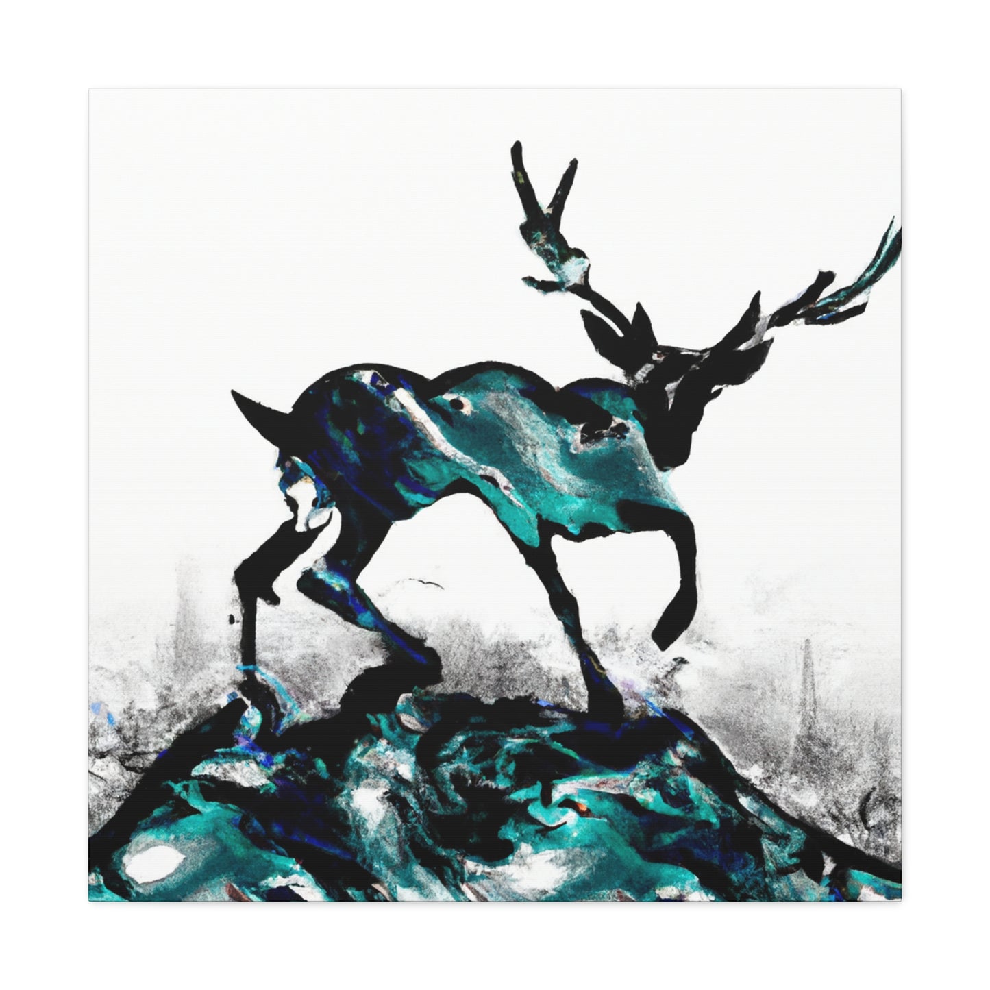 Deer in Moonlight Glade - Canvas