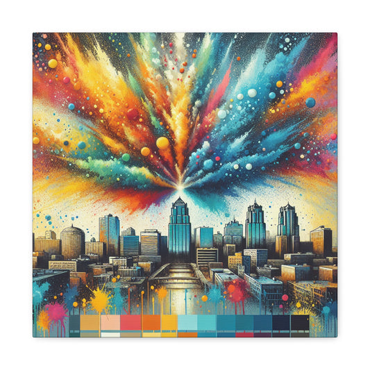 "Cityscape Echoes Embrace" - Canvas