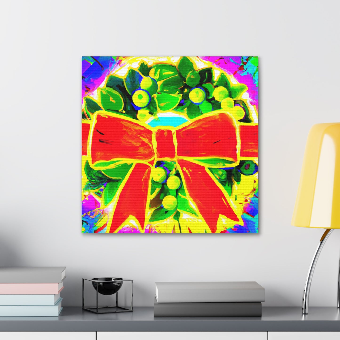 "Wreath of Colorful Joy" - Canvas