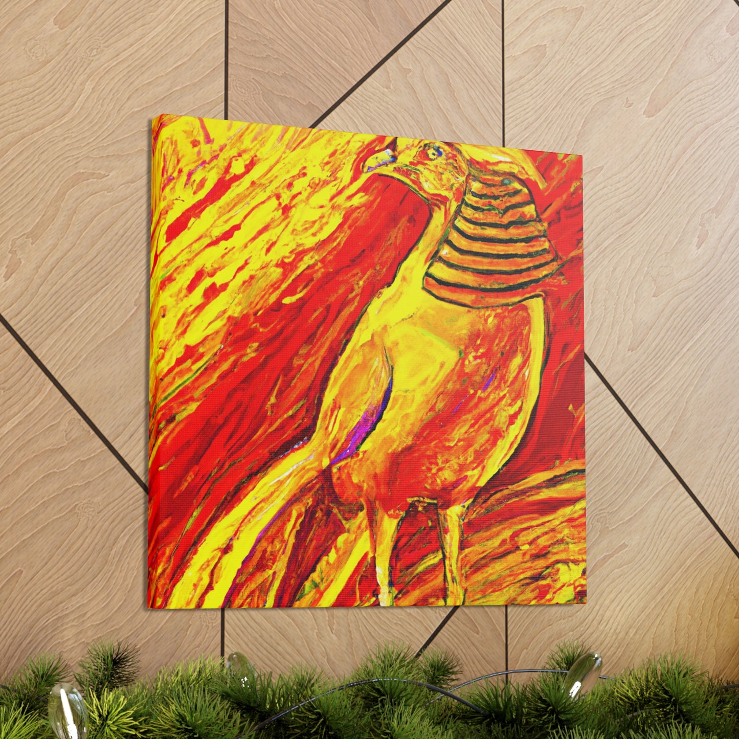 The Golden Pheasant was a popular Art Deco-style design popularized during the 1920s. It is characterized by the use of symmetrical, angular shapes, and sunburst and chevron motifs, often in strong colors - Canvas