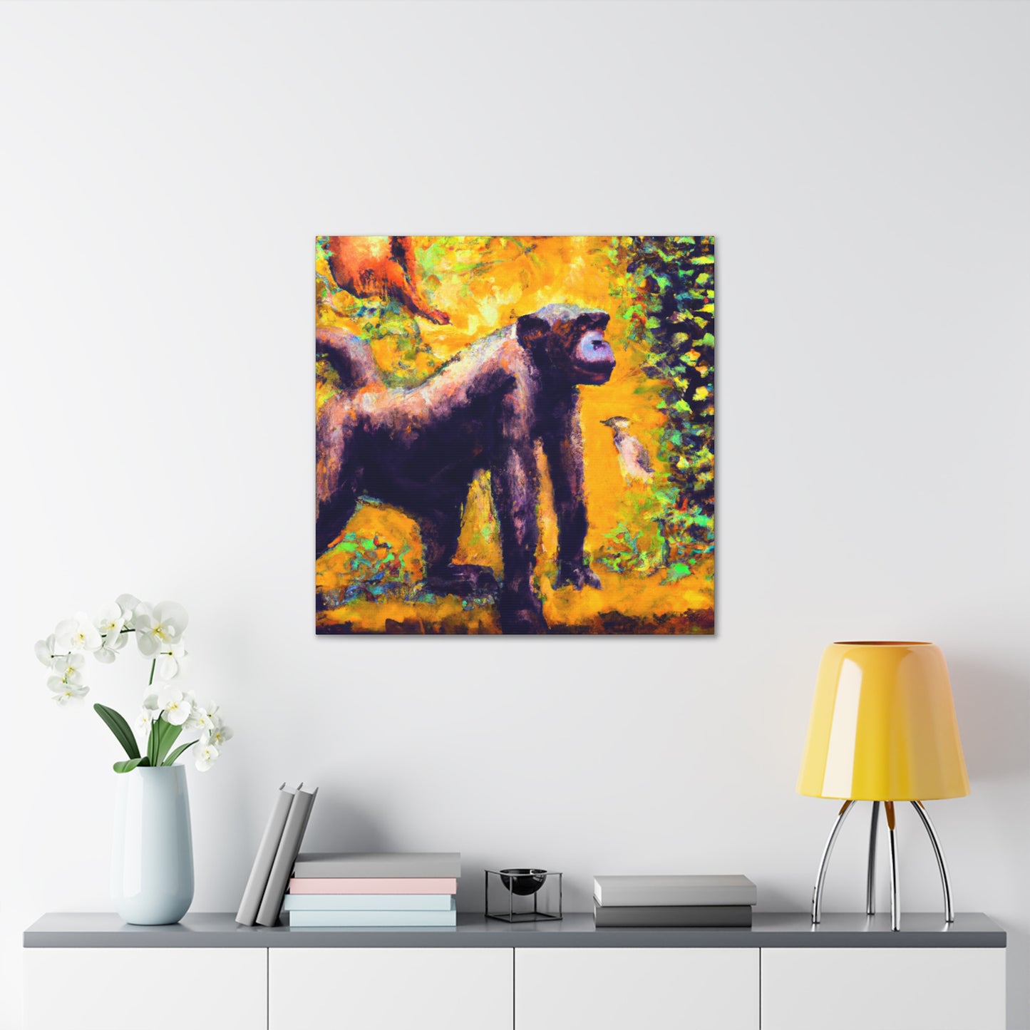 "Chimp Impressionism Scene" - Canvas