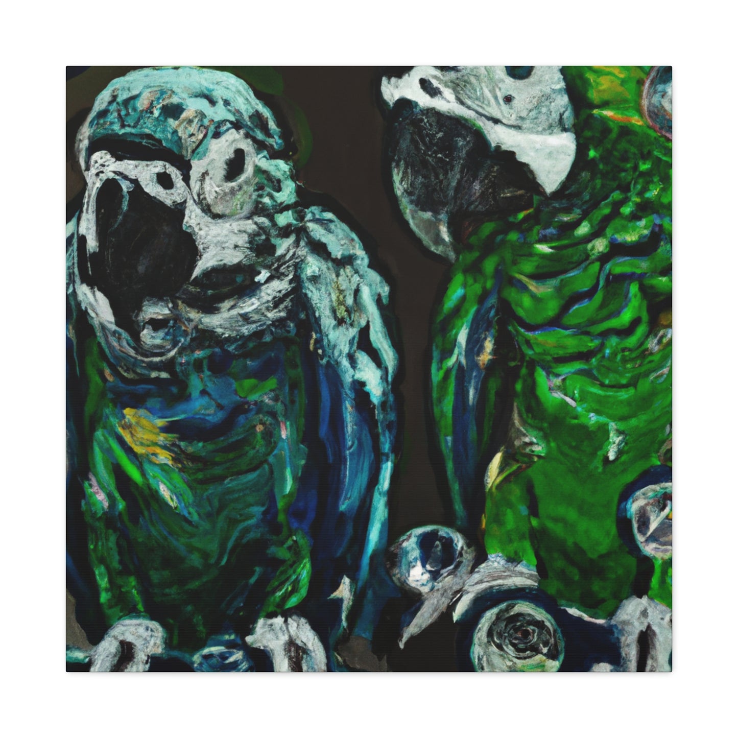 Amazon Parrots Bursting - Canvas