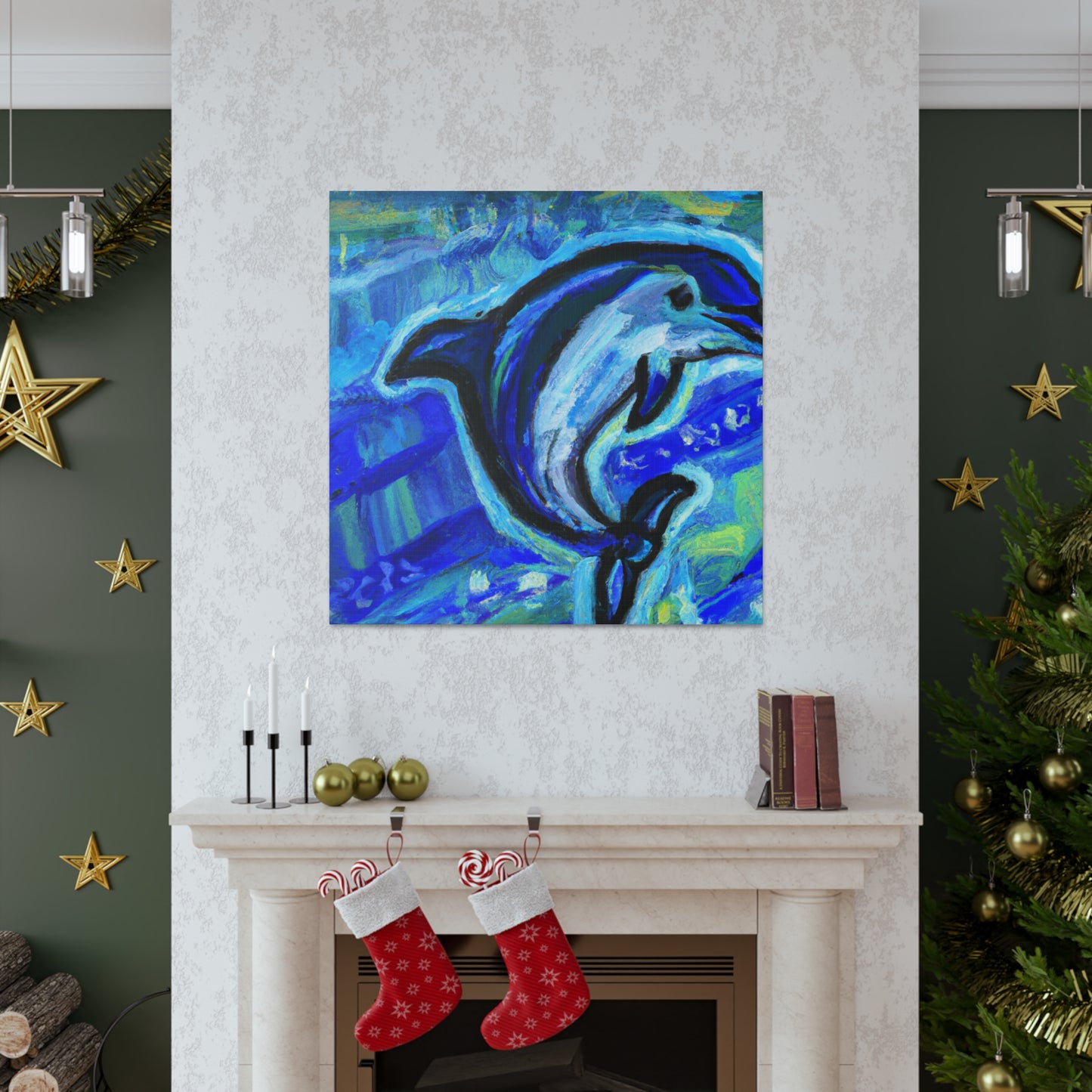 Dolphin in Blue Spray - Canvas