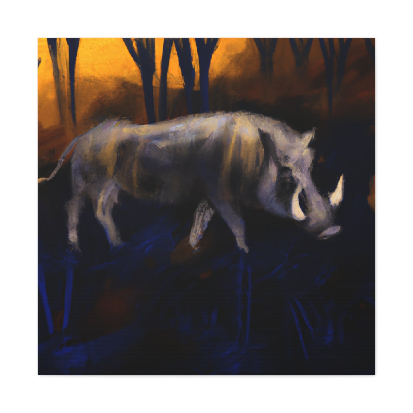 "Warthog in Moonlight" - Canvas