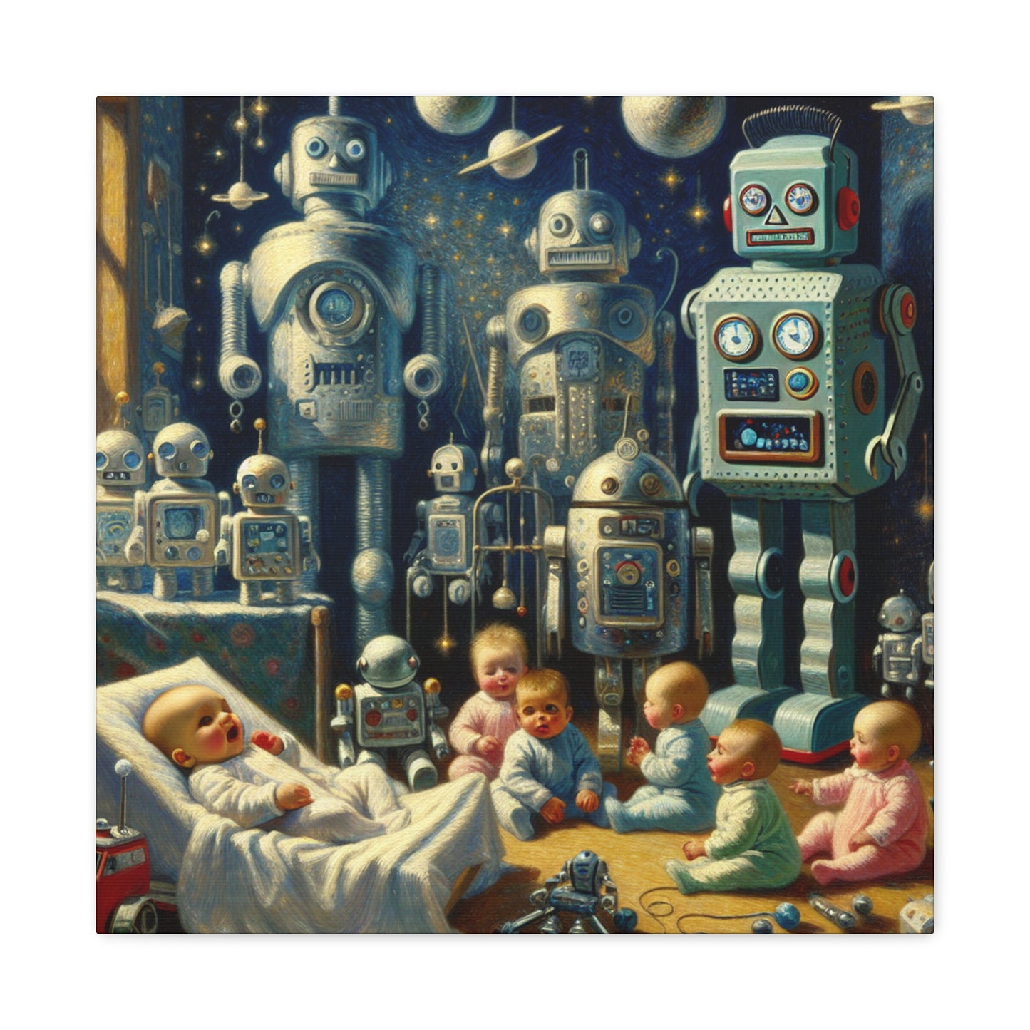 Whimsical Robotic Cosmos - Canvas