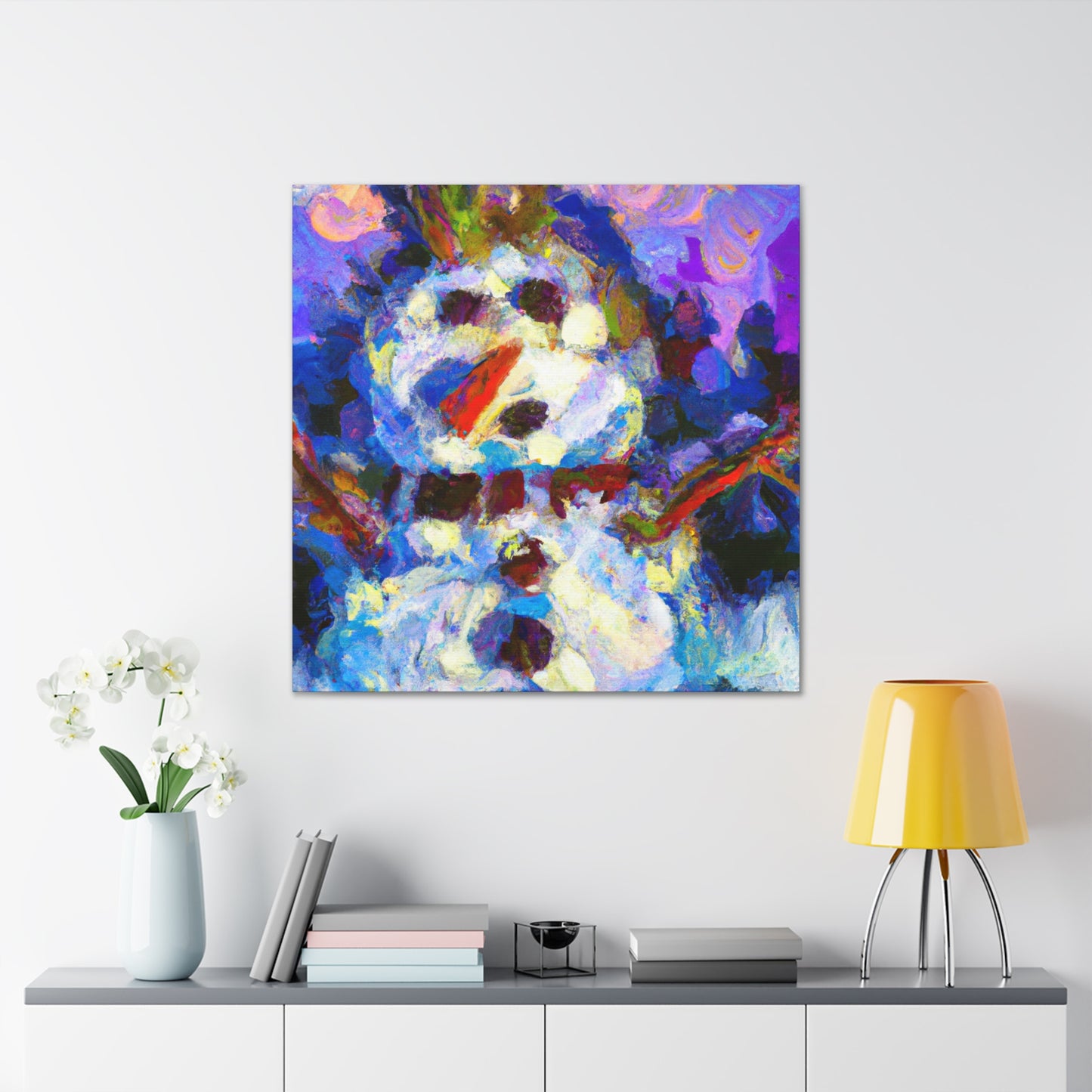 Snowman in Wintertime - Canvas